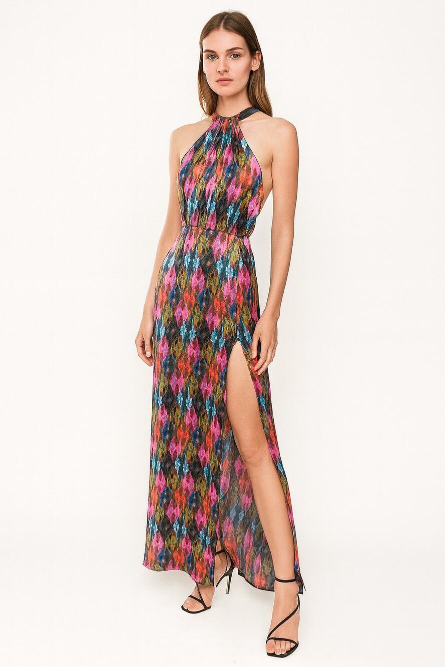 Rotate Birger Christensen Maxi Dress Colorful Bright Medium Halter Vacation